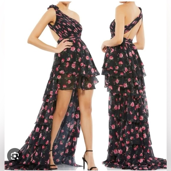 Floral One-Shoulder Evening Dress size 8. - Picture 1 of 11